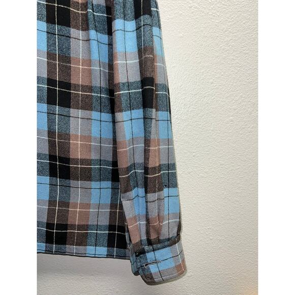 Vintage Pendleton Blazer 3 Button Up Wool Blue Black Long Sleeve Shirt 70s Large - Picture 10 of 13